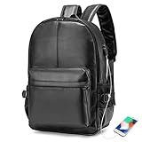Backpack Laptop BAGZY PU Leather 15,6 Modfedd Backpack Dynion Teithio Busnes Backpack Caban Backpack Teithio Bag Ysgol ar gyfer Ysgol (gyda USB Port)