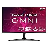 ViewSonic Omni VX2418-C 24-Inch 1080p 165Hz Curved Gaming Monitor, with 1ms Response Time, AMD FreeSync Premium, 1500R Curve, Integrated Speakers.