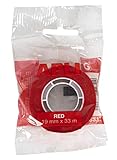 APLI Cinta adhesiva de polipropileno color rojo, cinta de vinilo de color con acabado radiante medida 19 mm x 33 m