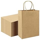 गिफ्ट पेपर बैग, हैंडल के साथ 60 पीसी क्राफ्ट पेपर बैग, गिफ्ट पैकेजिंग, शॉपिंग के लिए पेपर बैग, भूरा, 21x15x8 सेमी (भूरा)