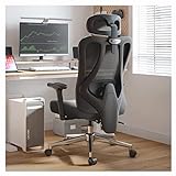 Эргономичный офисный стул Hbada, сетчатый настольный стул с подголовником, поясничная опора, компьютерный стул с большим углом наклона, эластичная сетчатая спинка, черный