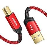 JSAUX Cable Impresora USB [3M] Duradero Cable Impresora Cable Tipo B 2.0 Compatible para Impresora HP, Epson,Canon,Brother,Lexmark,Escáner,Disco Duro,Fotografía Digital y Otros Dispositivos-Rojo