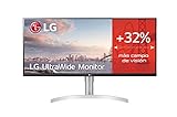 LG 34WN650-W - Monitor UltraWide Plano de 34' (Panel IPS: 2560 x 1080, 21:9, 400nit, 1000:1, HDMI x 2, DP x 1, AMD FreeSync, Altavoces 2 x 7 W) Blanco