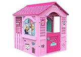 Chicos Casita infantil de exterior Barbie, color rosa con tejado fucsia (La Fábrica de Juguetes 89609)