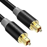 Amazon Brand - Eono 1,8m Cable Óptico Audio Digital TOSLINK Audio (Stereo Dolby Digital Normal, DTS, Conector TOSLINK Macho a Conector TOSLINK Macho, Negro)