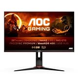 AOC Gaming U28G2XU - 28 Inch 4K UHD Monitor, 144Hz, 1ms, IPS, FreeSync Premium pro, HDR 400, ປັບຄວາມສູງໄດ້, USB Hub, ລຳໂພງ (3840x2160 @ 144Hz, 370 cd/m², HDMI/DP3.2/USB)