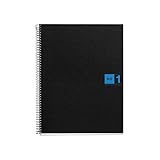 Miquelrius - Cuaderno A5, 80 hojas (franja de un color), cuadrícula 5 mm, tapa de polipropileno color negro/azul
