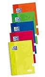 Oxford Cuadernos A4,Tapa Extradura, Pizarra Write&Erase, 80 Hojas, Cuadrícula 4x4, Pack 4+1, Surtido colores vivos