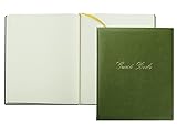 DELMON VARONE - Libro de visitas de piel sintética vegana ecológica, color verde, libro en blanco, encuadernado con tapa dura y cinta para bodas, bautizos, cumpleaños, nacimiento y comunión