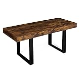 IDMarket - Раздвижной обеденный стол Phoenix на 6-10 человек, состаренное дерево и черный цвет, 160-200 см