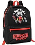 Stranger Things рюкзактары Балалар жасөспірімдер | Hellfire Club қыздар мен ұлдарға арналған қара рюкзактар ​​| Реттелетін белдіктері бар багажға арналған спорттық мектеп сөмкесі | Сыйлықтар сериясы