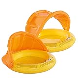 Smart Planet Baby Pool avec Auvent – ​​Pataugeoire Jaune/Orange – 1 Anneau de Piscine – Sol Gonflable – 85 x 54 cm – Pataugeoire – Mini Piscine