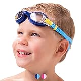 Limmys Lunettes de natation antibuée pour enfants de 3 à 12 ans - avec sangle réglable, pont de nez flexible et protection UV - Fille avec étui (Bleu)