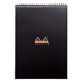 Rhodia Rhodiactive - Cuaderno con tapa semirrígida y encuadernación en espiral , A4, 160 páginas, microperforado, de rayas, 21 x 29.7 cm, color negro