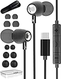 Auriculares USB C, Auriculares Tipo C para Samsung S23 S22 S21 S20 A54 A53 5g, Metal In Ear Auriculares con Cable Tipo C para Huawei P40 P30 Pro Google Xiaomi Oneplus (Negro)