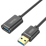 UNITEK Cable de extensión USB 3.0 A macho a USB A hembra de 1 metro negro para impresora, teclado, lector de tarjetas, etc. Y-C457GBK