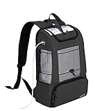 Curmio bæretaske til bærbare iltkoncentratorer, Universal POC-rygsæk med meshpaneler, kompatibel med Inogen, Oxygo, Caire-enheder, perfekt til at bære, sort.