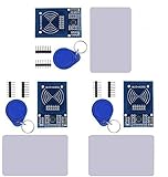 ICQUANZX 3Pcs RFID-Kit - Módulo de lectura RFID con tarjeta blanca S50 y llavero para Arduino Raspberry Pi