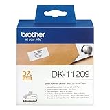 Brother DK11209 - Etiquetas precortadas de dirección pequeñas (papel térmico), 800 etiquetas blancas de 29 x 62 mm, Para impresoras de etiquetas QL
