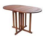 Mesa de jardín ovalada de madera de eucalipto – 120 x 70 x 73 cm – Mesa plegable de madera para jardín de cerveza, mesa plegable para balcón, mesa barnizada