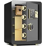 HSRG Coffre-fort avec serrure électronique à empreintes digitales, coffre-fort à code numérique antivol résistant au feu, boîte à code de sécurité pour passeport de bijoux en espèces