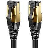 deleyCON 1,5m CAT8 Cable de Red Cable de Conexión RJ45 LAN Cable DSL Libre de Halógenos S/FTP Blindaje 2000MHz 40Gbit Cat.8 Cable Ethernet Conector RJ45 Dorado - Negro