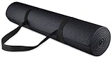 BalanceFrom Go Yoga - Esterilla de yoga multiusos antideslizante de alta densidad con correa de transporte, 1/4 pulgadas, color negro