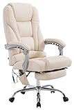 CLP Pacific V2 Масажне офісне крісло зі шкірозамінника I Настільний стілець з регульованою висотою I Поворотне комп’ютерне масажне крісло, колір: кремовий