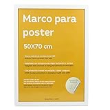 Nacnic - Hvid fotoramme 50x70 cm | MDF træ og akrylglas | Indretning til hjemmet med malerier, tryk, plakater og puslespil