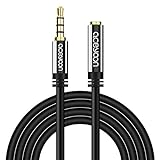 aceyoon Alargador Jack 3.5 Macho Hembra Jack 5m Cable Audio con Microfono Alargador Auriculares 4 Pines Extensión Cable para Auriculares, Móvil, MP4, Tablet, Altavoz, Audio Coche, Ordenadores (5m)