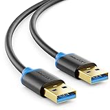 deleyCON 1m USB 3.0 Cable de Supervelocidad USB A Macho a USB A Macho - Velocidades de Transferencia de Hasta 5 Gbit/s - Negro/Azul
