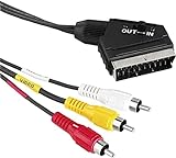 CABLEPELADO Cable SCART AV conmutable | Scart a RCA | Adaptador convertidor Euro Conector | Conversor S-Video 3 RCA | Adaptador Euroconector | 2 x RCA Audio, 1 x RCA Video, 1 x S-Video | 2 Metros
