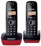 Panasonic KX-TG1612, Teléfono Fijo Inalámbrico Dúo (LCD, Identificador de Llamadas, Intercomunicación, Tecla de Navegación, Alarma, Reloj), DECT, Rojo