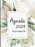 Agenda 2024 Dia per Pagina A4: Planificador 2024 Gran | 365 dies del 01/01/2024 al 31/12/2024 | 1 Pàgina = 1 Dia | Horari de 08 a 00 | Format llarg | 19 pàgines