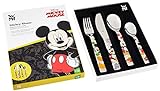 WMF Disney Mickey Mouse - Cubertería para niños 4 piezas (tenedor, cuchillo de mesa, cuchara y cuchara pequeña) (WMF Kids infantil)