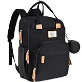 Рюкзак-сумка для подгузников RUVALINO Большой рюкзак для подгузников с многофункциональной детской сумкой и мобильным ковриком для пеленания - держатель для соски - для мамы и папы (черный), один размер
