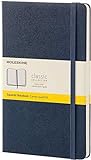Moleskine - 經典筆記本，帶網格頁、精裝封面和彈性封口，寶藍色，大號 13 x 21 厘米，240 張