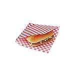 AhGuwa - 100 peces de paper alimentari antigreix, durador, resistent a la humitat i al greix, bossa de paper per sandvitxos, hamburgueses, aperitius, 19 x 17 cm, vermell.