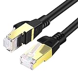 SHULIANCABLE Cable Ethernet Cat 8, Cable de Red Cable de Conexión RJ45 LAN Cable F/FTP Blindaje 40 Gbps,2000Mhz (1m)