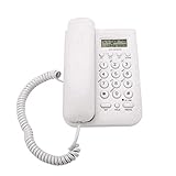 Vbestlife Teléfono de Escritorio Teléfono Fijo Sistema Dual FSK/DTMF SK/DTMF Sonido Claro Material ABS Oficina/Hogar/Hotel(Blanco)