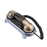 Richer-R Teléfono Retro,Teléfono Fijo Vintage, Teléfono de Diseño Antiguo Elegante,Teléfono con Cable de Sobremesa o Pared para Casa/Oficina(Rellamada/Pausa/Ajuste el Volumen del Timbre)(Bronce)
