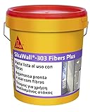 SikaWall-303 Fibers Plus, Plaste listo para su uso, con fibra de vidrio para pequeñas reparaciones y puenteo de fisuras sobre superficies porosas, Blanco, 5 kg