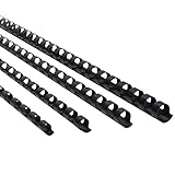 RAYSON Canutillos encuadernar de plástico, Multitamaño, 21 anillas, Capacidad de encuadernación de 20-90 hojas, 6mm 8mm 10mm 12mm, A4, Negro, paquete de 100