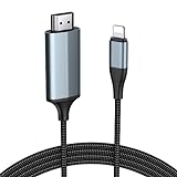 lulaven Cable HDMI para iPhone, pantalla de sincronización de video AV digital 1080P Cable de conector convertidor adaptador HDMI para todos los iPhone/Pad/Pod a TV/Monitor/Proyector,2m