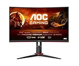 AOC Monitor Gaming C24G2U - 24' Curved 1500R, Full HD, 165 Hz, 1ms, VA, FreeSync Premium, 1920x1080, 250 cd/m, D-SUB, HDMIx2, Displayport 1x1.2, Ajustable en altura