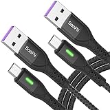 SooPii Cable micro USB, [2Pack 2M] cables de carga Android con indicador LED inteligente, cable de carga de teléfono rápido trenzado de nailon para Samsung S7 S6 S5, teléfonos Android