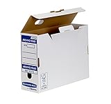 Bankers Box 0031802 - Caja de archivo definitivo System lomo 100 mm, Folio, montaje automático, pack 10 unidades, color blanco y azul