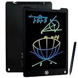 Richgv Tablette d'écriture LCD, 12 pouces Tableau blanc électronique LCD Tablette d'écriture numérique pour la maison, l'école, le bureau (Noir)