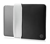 HP Neoprene Reversible Sleeve - Funda para portátil de hasta 39,62 cm, color negro y plata