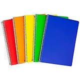Tradineur - Pack de 5 cuadernos de pauta, tamaño 4º, tapas de cartón, encuadernación de espiral, 80 hojas, 21,5 x 15 cm, colores aleatorios